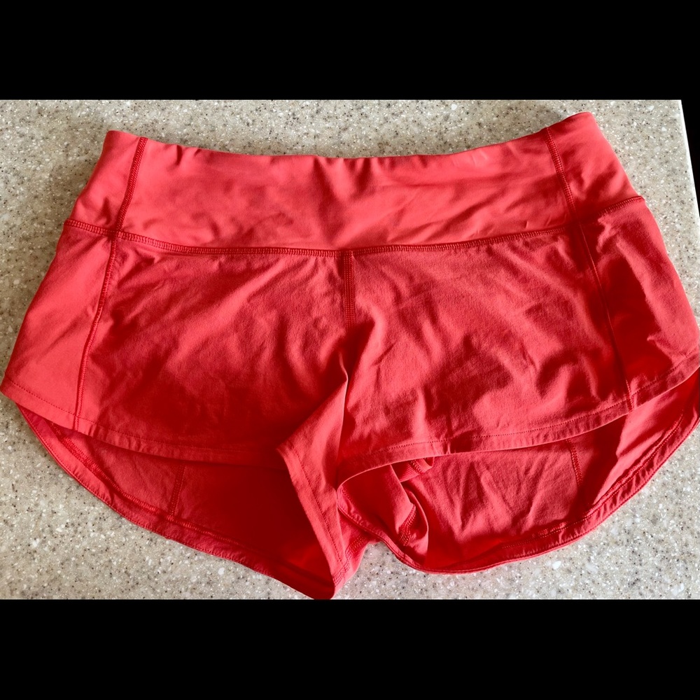 Lululemon speed short 2.5 orange size 4